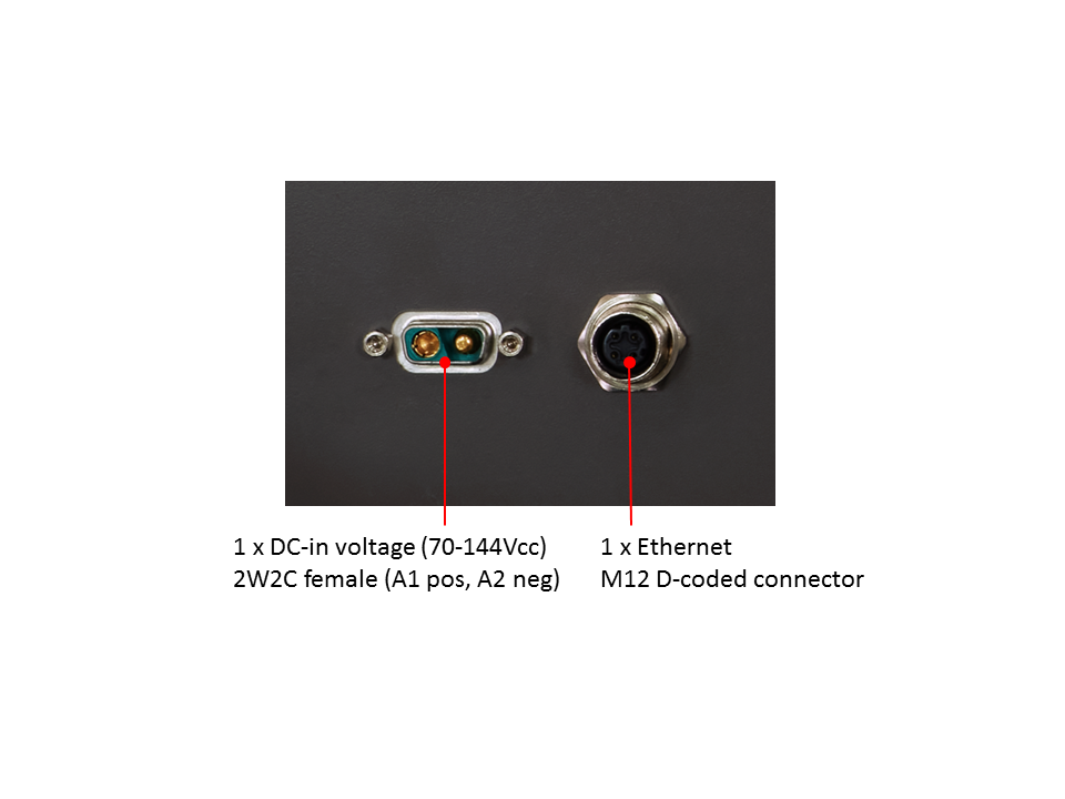 2W2C female (A1 pos, A2 neg), M12 D-coded connector